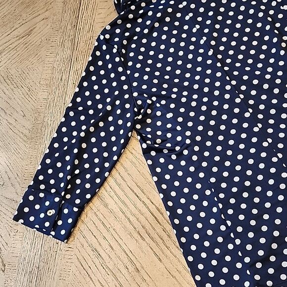 Polka Dot collared button down shirt quarter sleeve size M - Picture 8 of 10
